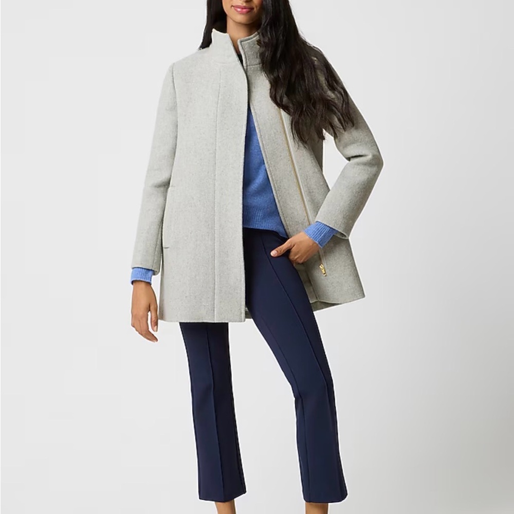 NWT J Crew City Coat with Button Neck Gray Size 4